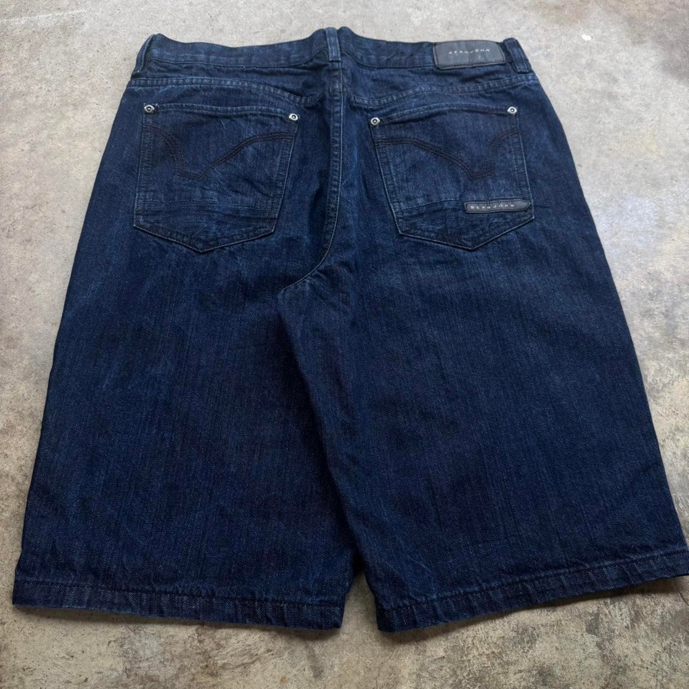Vintage Y2K Sean John Baggy Denim Shorts Dark Wash Streetwear Mens Size 38 (d2)